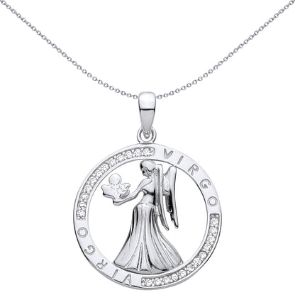 Sterling Silver  CZ Zodiac Pendant Virgo - GVP736VI