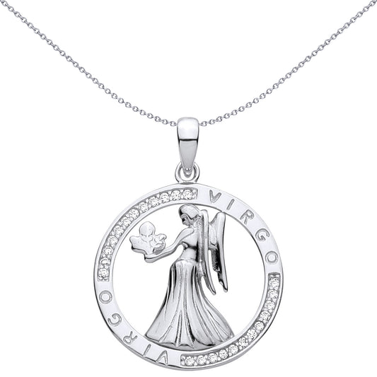Sterling Silver  CZ Zodiac Pendant Virgo - GVP736VI