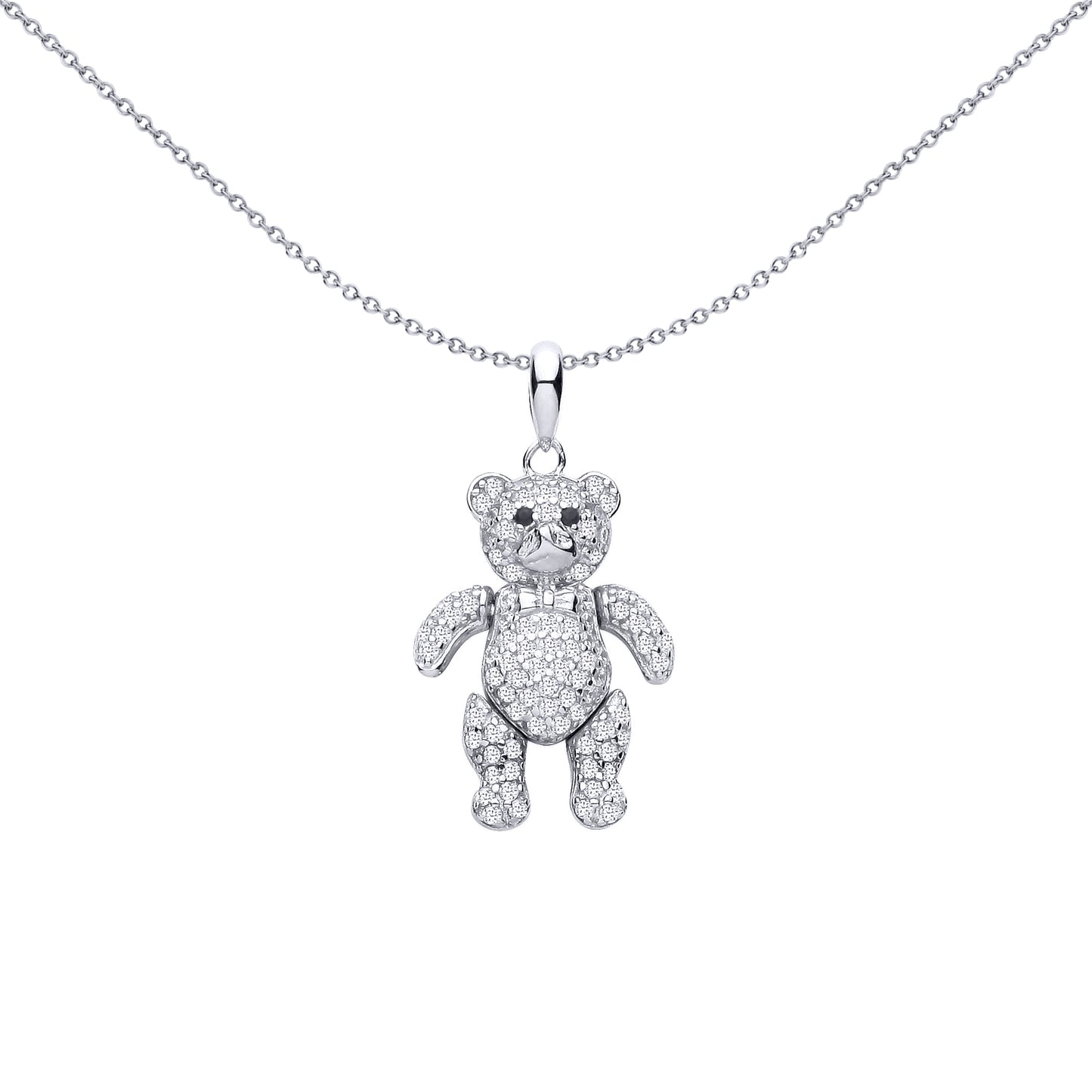 Sterling Silver  CZ Teddy Bear Pendant - GVP748