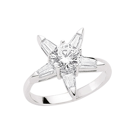 Sterling Silver  CZ Cluster Dress Ring - GVR077