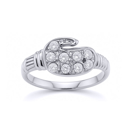 Boys Silver  CZ Boxing Glove Signet Ring - GVR11K
