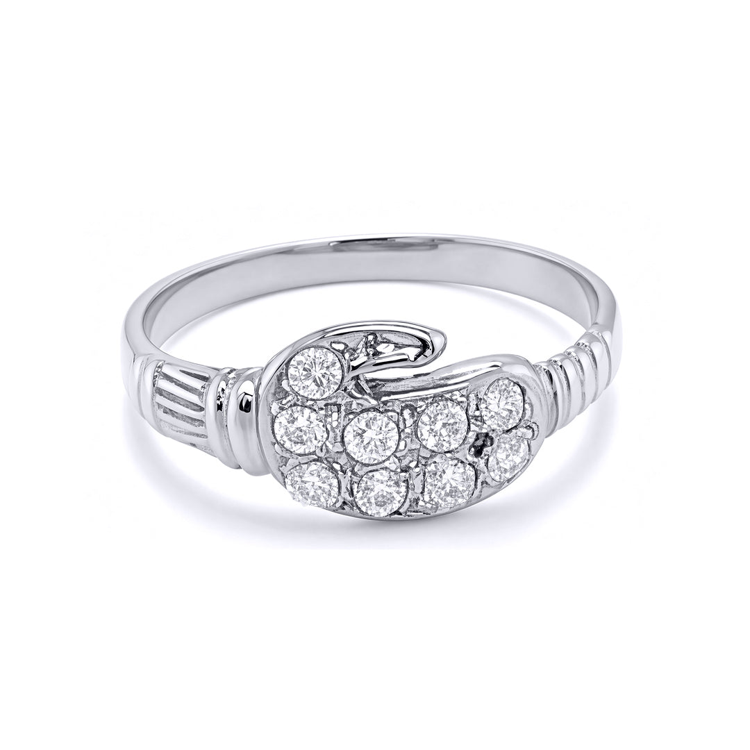 Boys Silver  CZ Boxing Glove Signet Ring - GVR11K