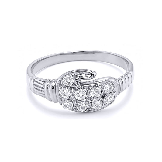 Boys Silver  CZ Boxing Glove Signet Ring - GVR11K