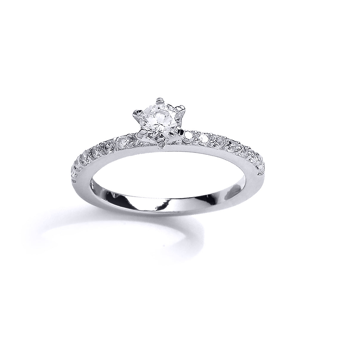 Girls Silver  CZ Shoulder set Solitaire Engagement Ring - GVR13K