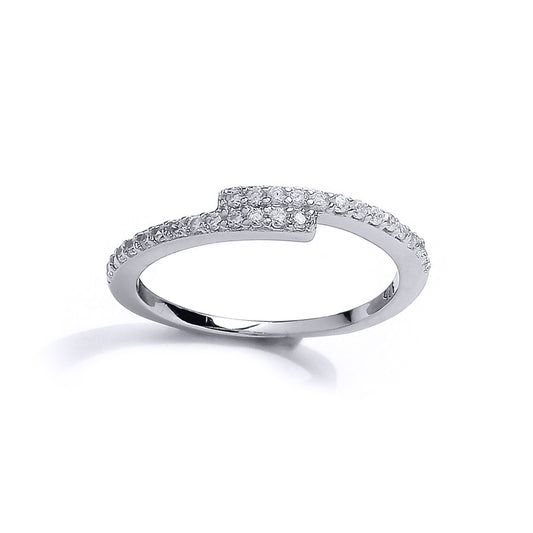 Girls Silver  CZ Off Set Crossover Eternity Ring - GVR15K