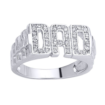 Men's Silver  CZ Watch Strap DAD Signet Ring - GVR193