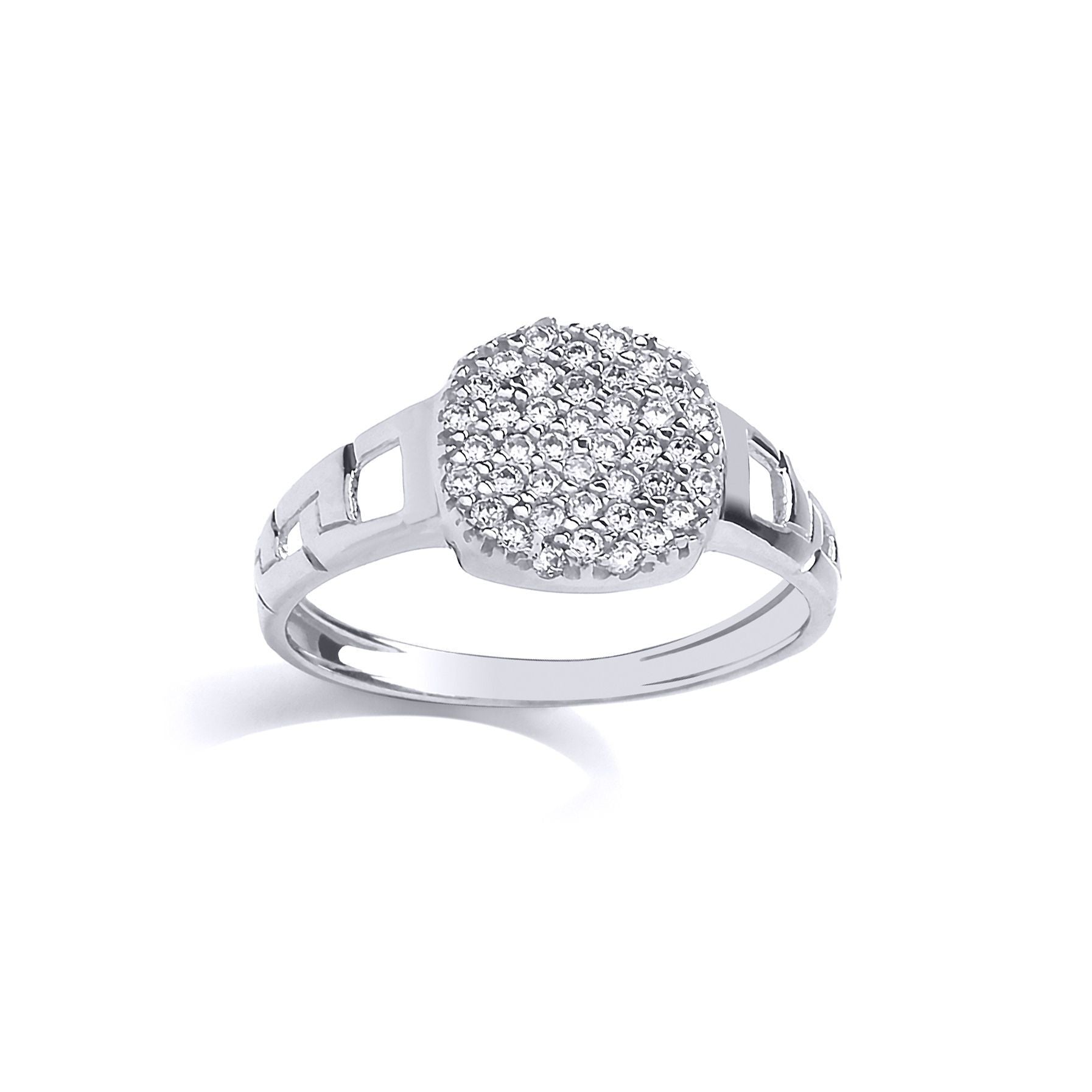 Kids Silver  CZ Encrusted Cushion Signet Ring - GVR22K