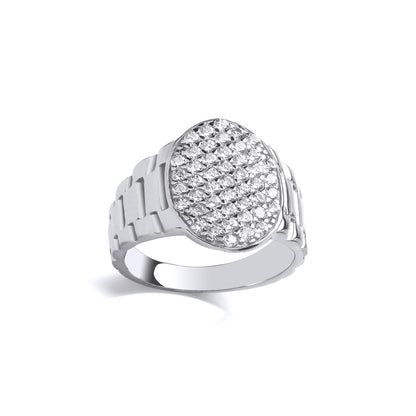 Kids Silver  Watch Strap Round Signet Ring - GVR25K