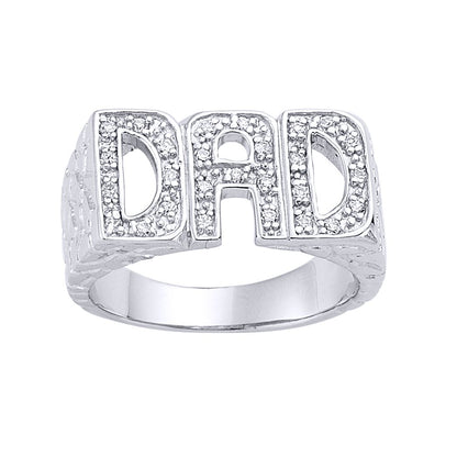 Mens Silver  CZ Lizard Skin DAD Signet Ring - GVR330