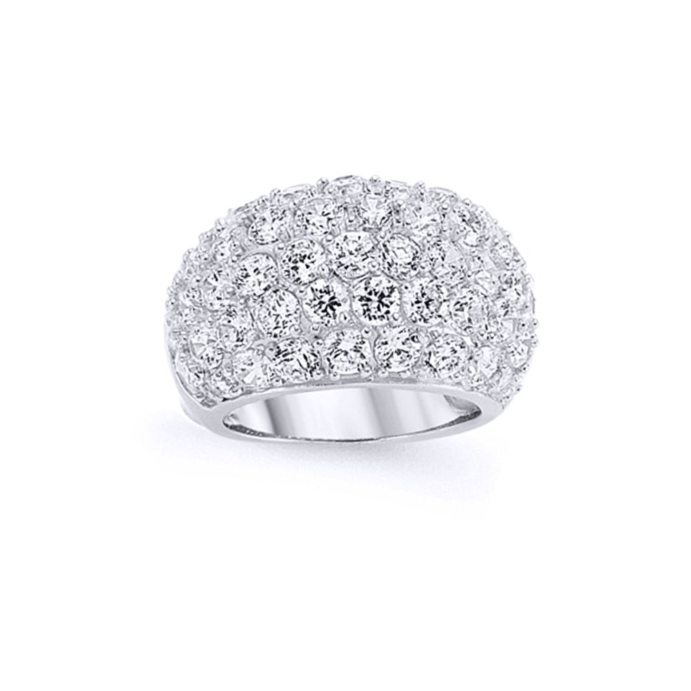 Silver  CZ Pave Bombay Eternity Ring - GVR398