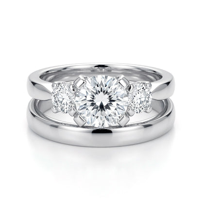 Silver  CZ Wedding Band Wedfit Bridal Rings Set - GVR440