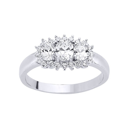 Silver  CZ Trilogy Cluster Engagement Ring - GVR451