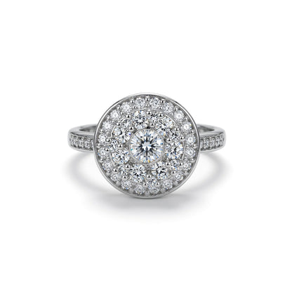 Silver  CZ Shoulder-Set Halo Cluster Engagement Ring - GVR462