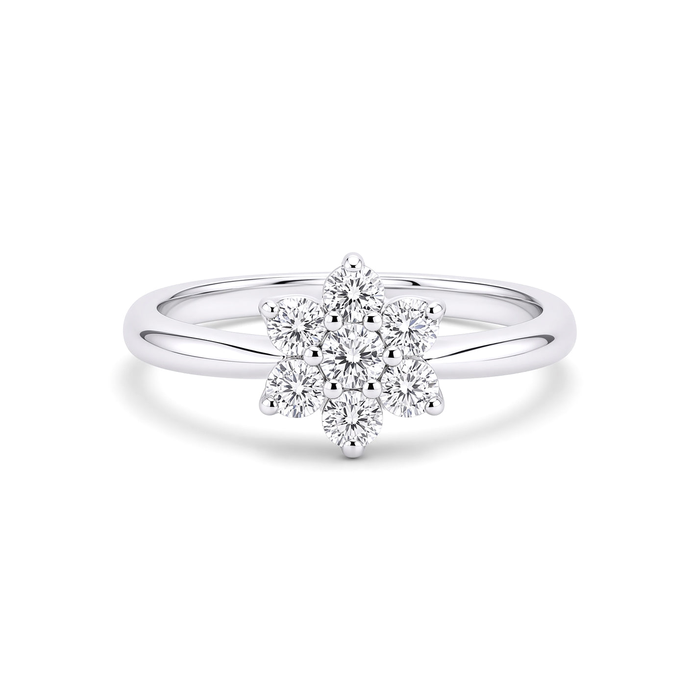 Silver  CZ Flower Cluster Engagement Ring - GVR483