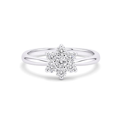Silver  CZ Flower Cluster Engagement Ring - GVR483