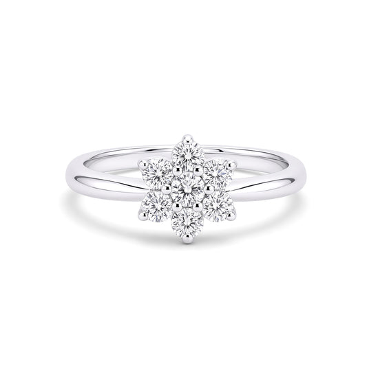 Silver  CZ Flower Cluster Engagement Ring - GVR483
