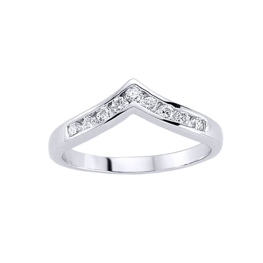 Silver  CZ Channel set Wishbone Eternity Ring - GVR486