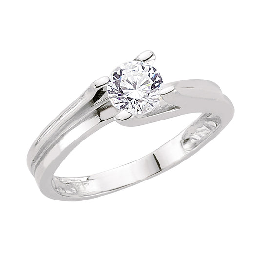 Silver  CZ Solitaire Engagement Ring - GVR507