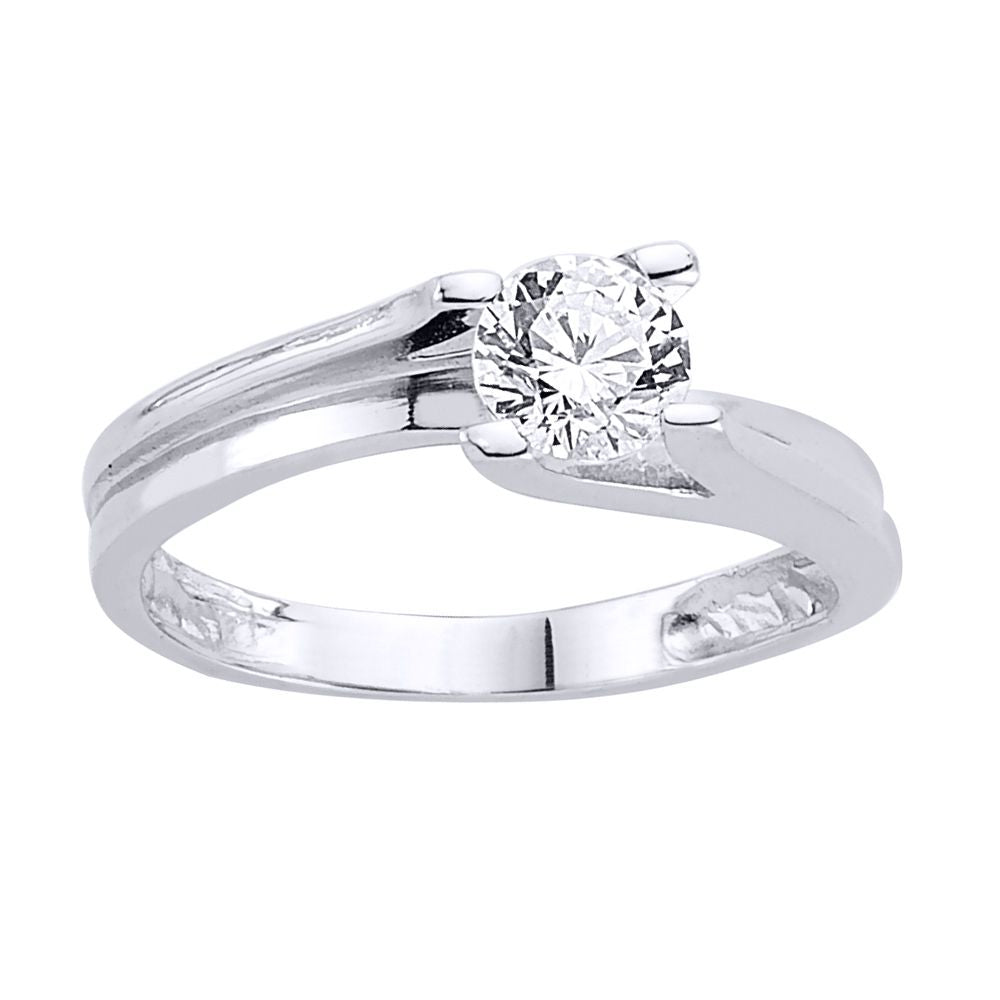 Silver  CZ Solitaire Engagement Ring - GVR507