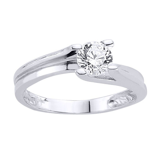 Silver  CZ Solitaire Engagement Ring - GVR507