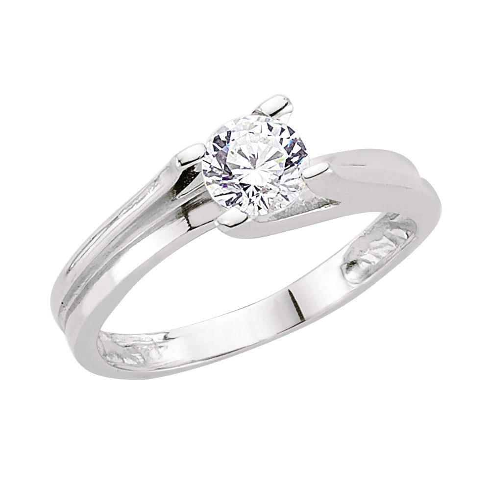 Silver  CZ Solitaire Engagement Ring - GVR507