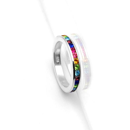 Sterling Silver  Multi Colour CZ Rainbow Full Eternity Ring 3.5mm - GVR528