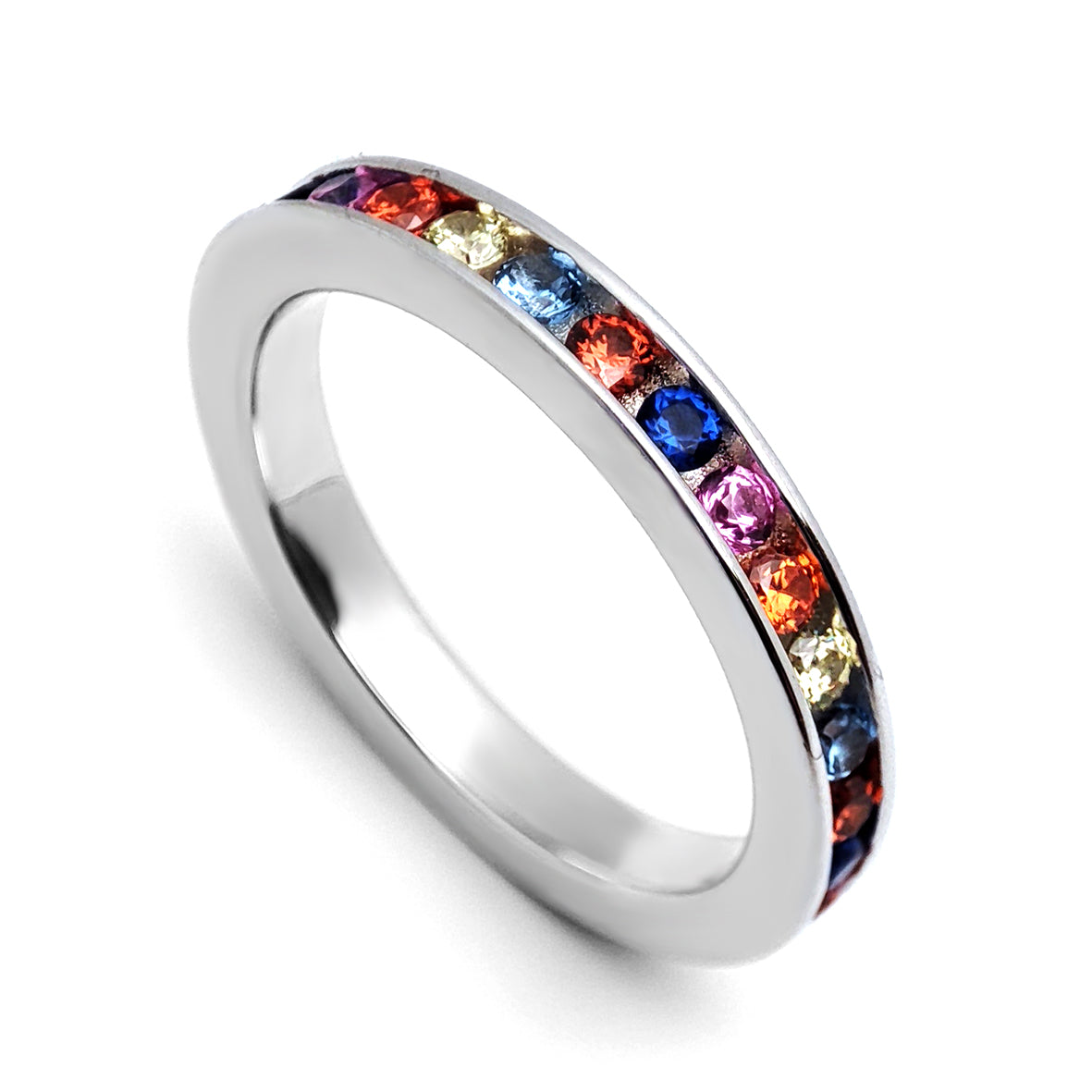 Sterling Silver  CZ Coral Reef Rainbow Full Eternity Ring 3.5mm - GVR528a