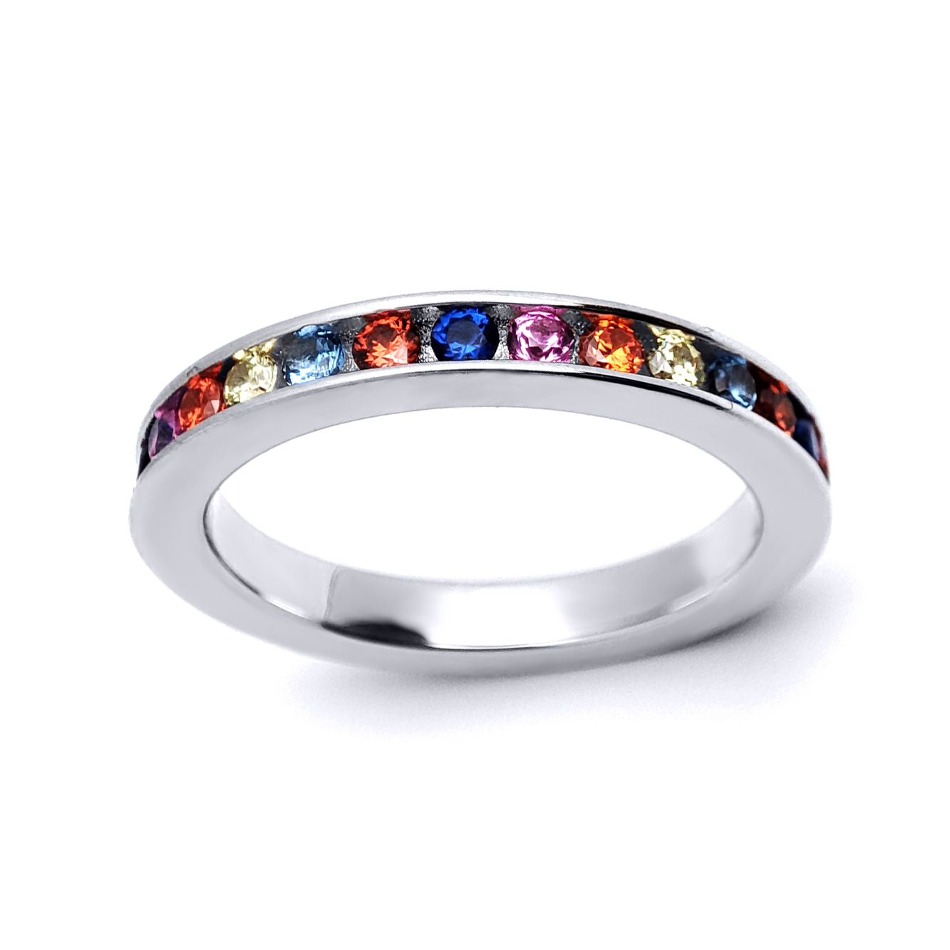 Sterling Silver  CZ Coral Reef Rainbow Full Eternity Ring 3.5mm - GVR528a