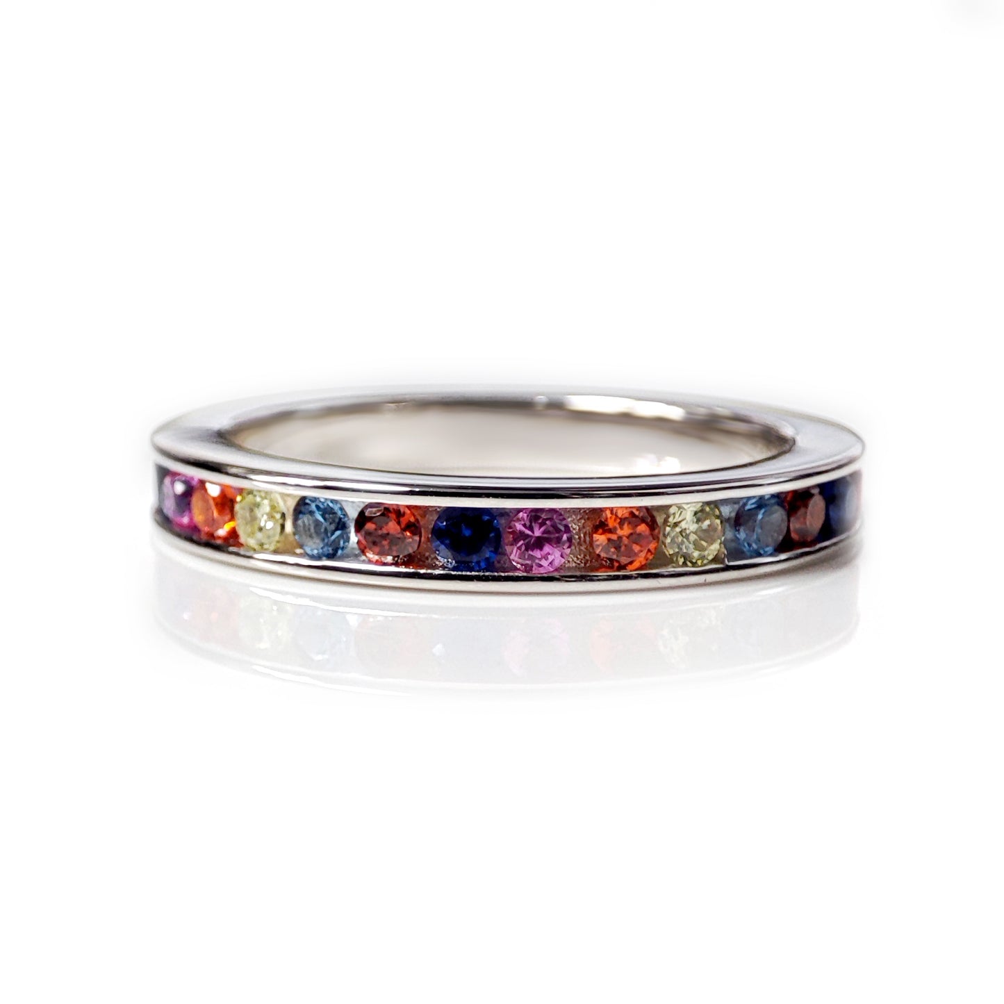 Sterling Silver  CZ Coral Reef Rainbow Full Eternity Ring 3.5mm - GVR528a