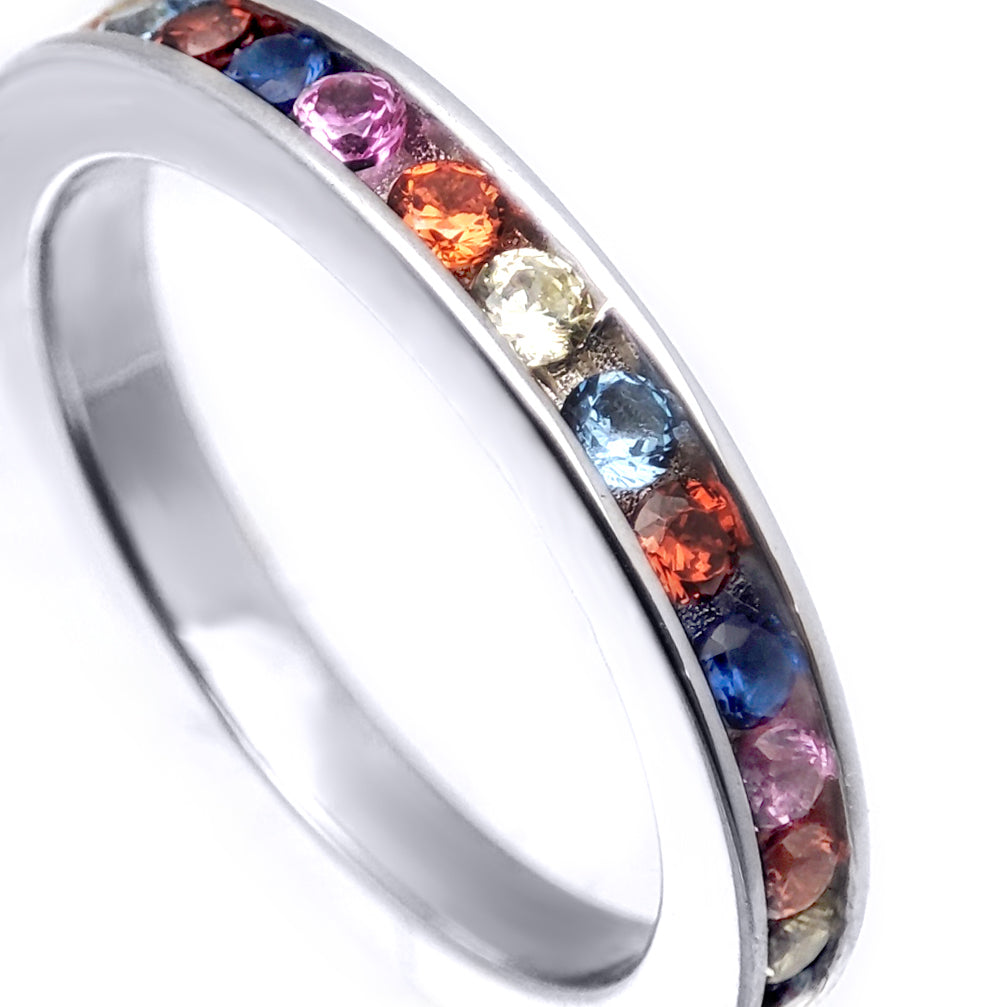 Sterling Silver  CZ Coral Reef Rainbow Full Eternity Ring 3.5mm - GVR528a