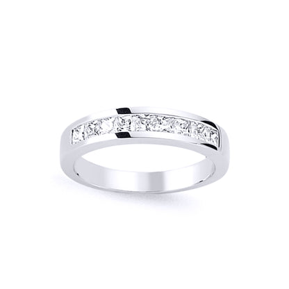 Silver  Princess Cut CZ Channel Set Eternity Ring - GVR560