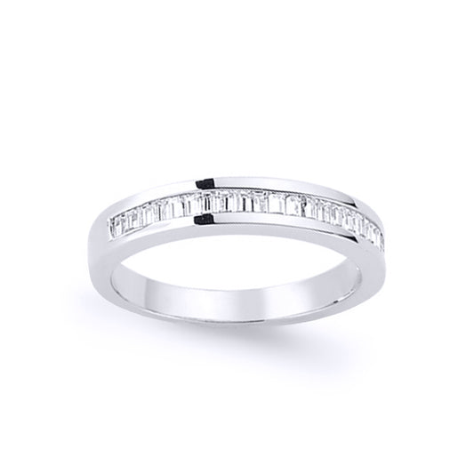 Silver  Baguette CZ Channel Set Eternity Ring - GVR561