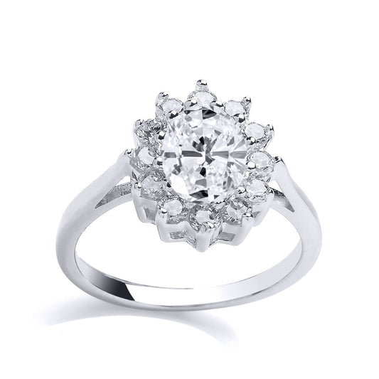 Silver oval CZ Royal Cluster Cluster Ring - GVR564WH