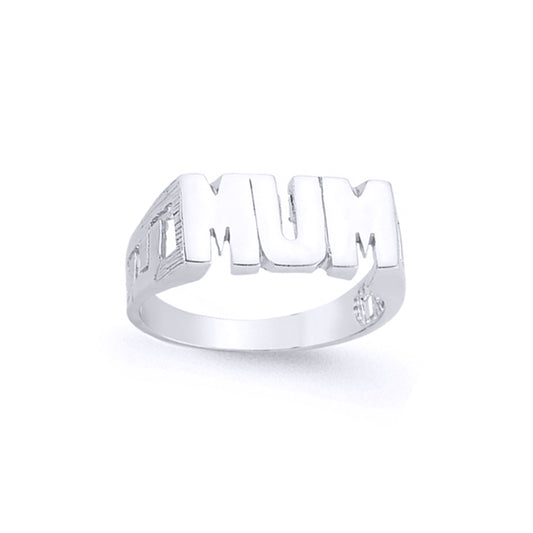 Silver  MUM ID Curb Signet Ring - GVR565