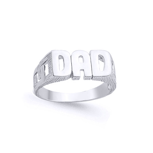 Mens Silver  Curb Link DAD Signet Ring - GVR566