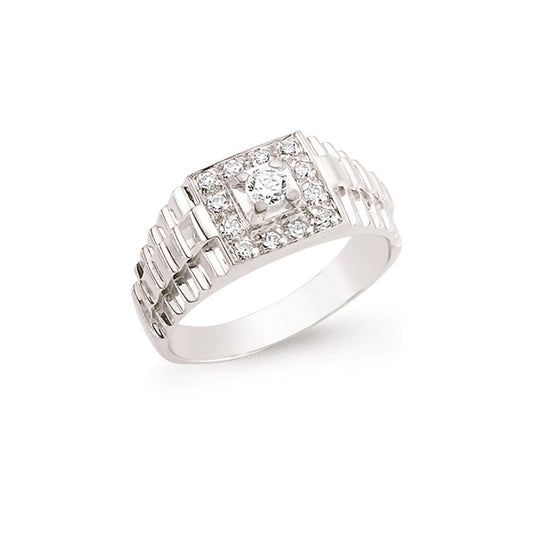 Sterling Silver  CZ Gents Dress Ring - GVR567