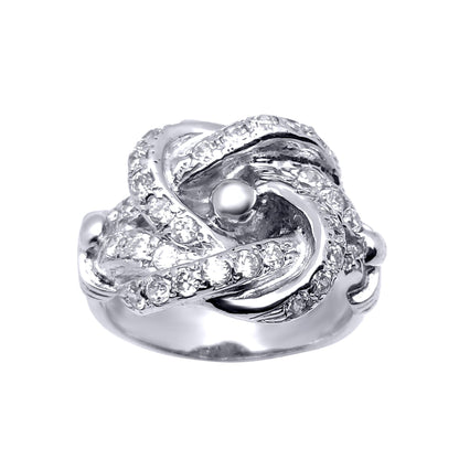 Mens Rhodium Plated Silver  Round CZ Celtic Knot Love Ring 19mm - GVR568