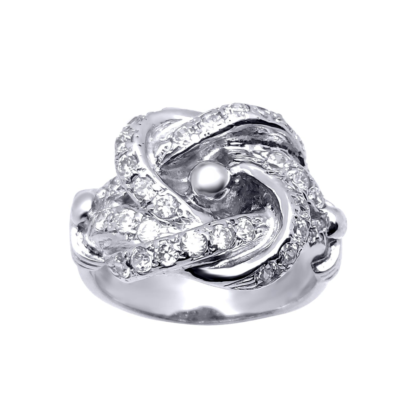 Mens Rhodium Plated Silver  Round CZ Celtic Knot Love Ring 19mm - GVR568