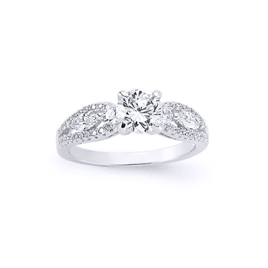 Silver CZ Solitaire Engagement Ring - GVR571
