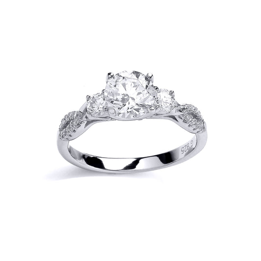 Silver  CZ Solitaire Engagement Ring - GVR576