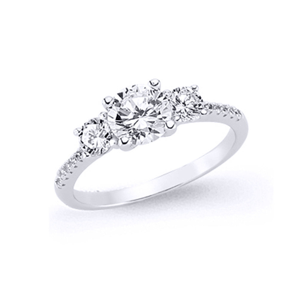 Silver  CZ Solitaire Engagement Ring - GVR588