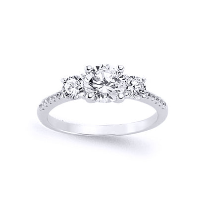 Silver  CZ Solitaire Engagement Ring - GVR588