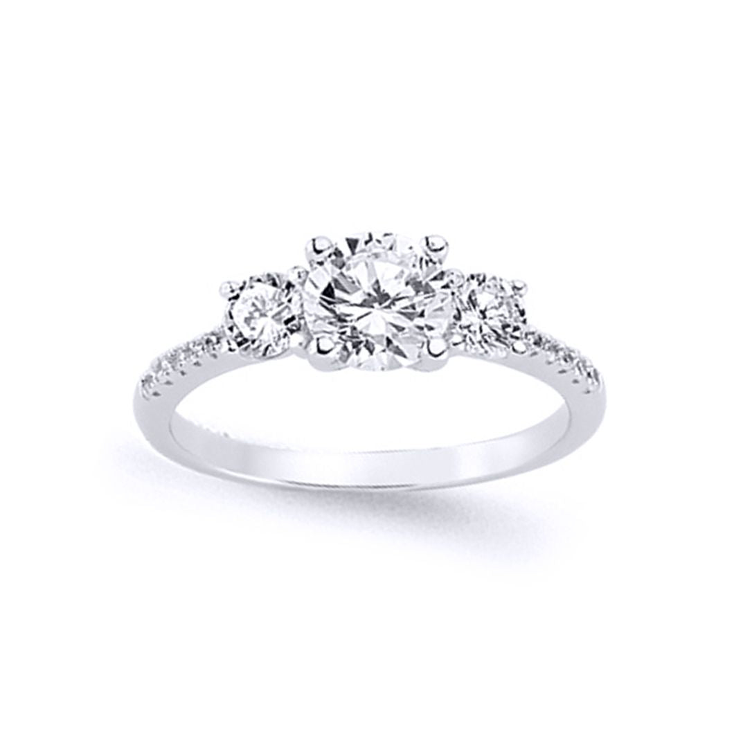 Silver  CZ Trilogy Engagement Ring - GVR588