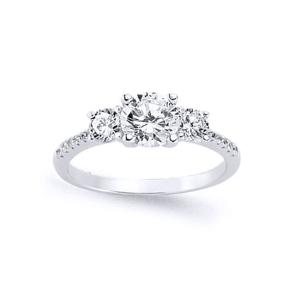 Silver  CZ Trilogy Engagement Ring - GVR588