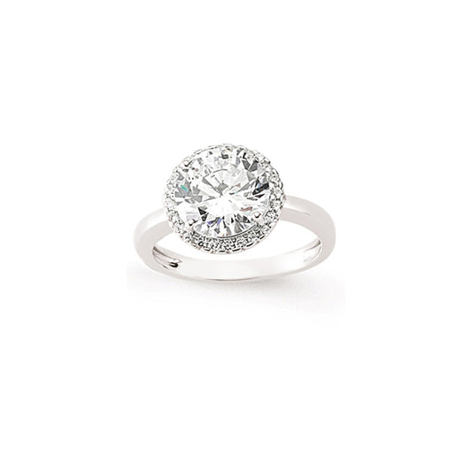 Silver  CZ Halo Engagement Ring - GVR610