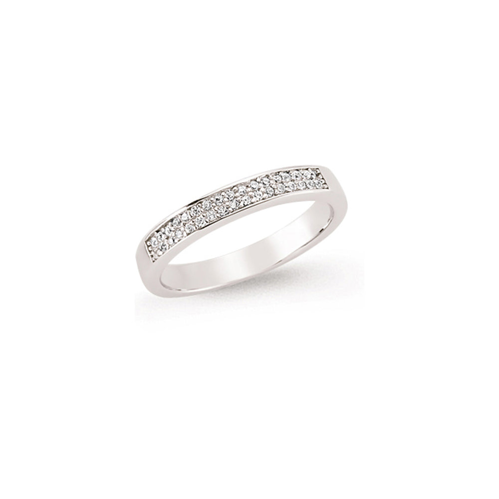 Silver  CZ 2 Row Pave Eternity Ring - GVR617