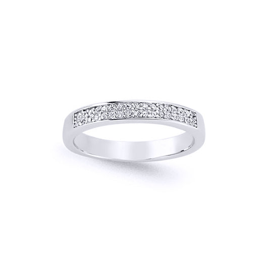 Silver  CZ 2 Row Pave Eternity Ring - GVR617