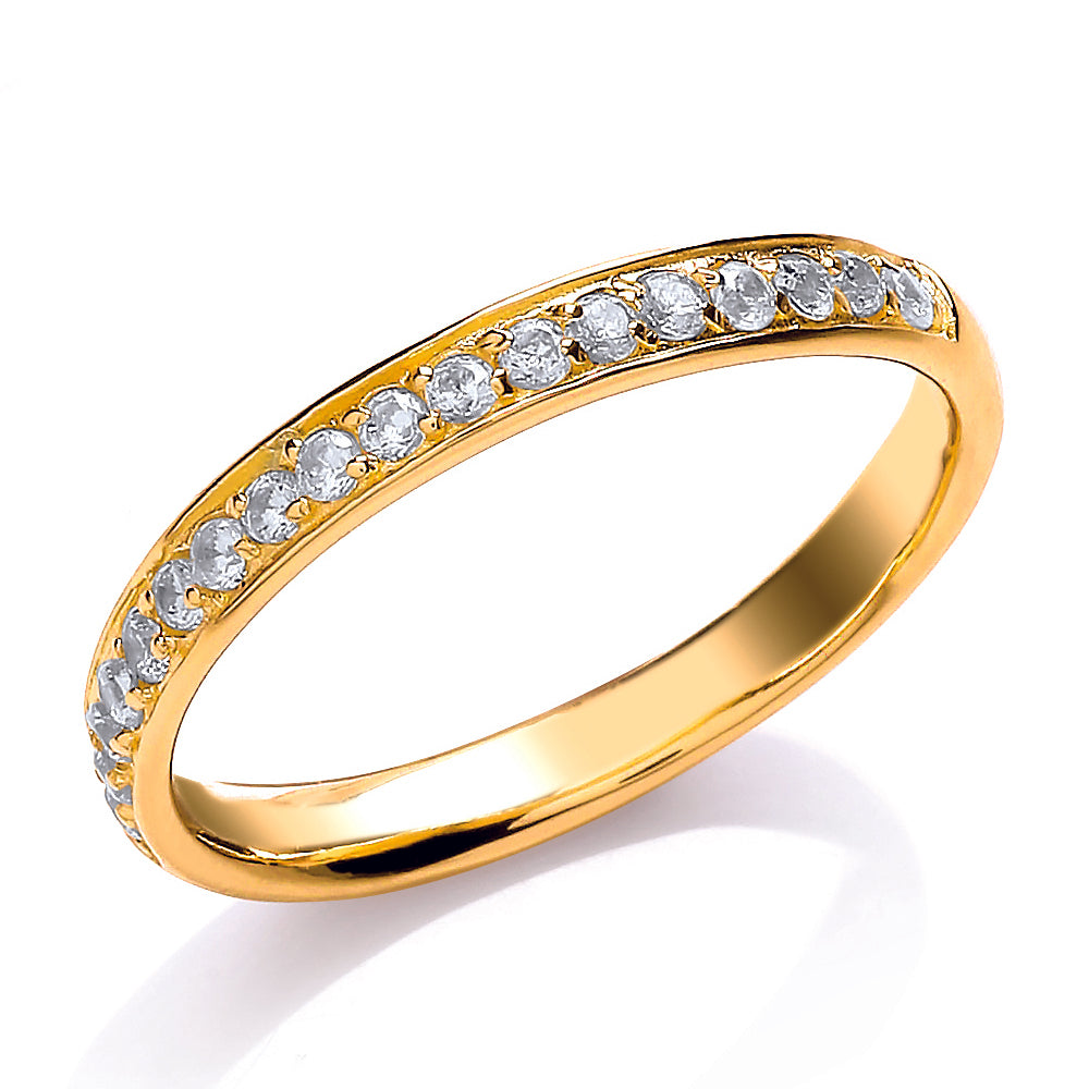 Gilded Silver  CZ Pave Channel Style Eternity Ring - GVR618G