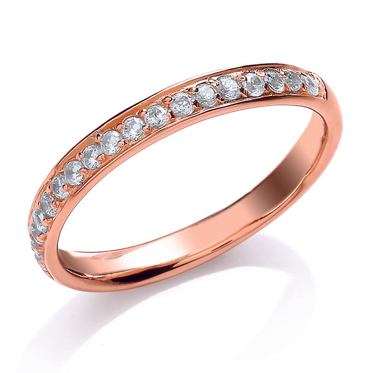 Rose Silver  CZ Pave Channel Style Eternity Ring - GVR618R