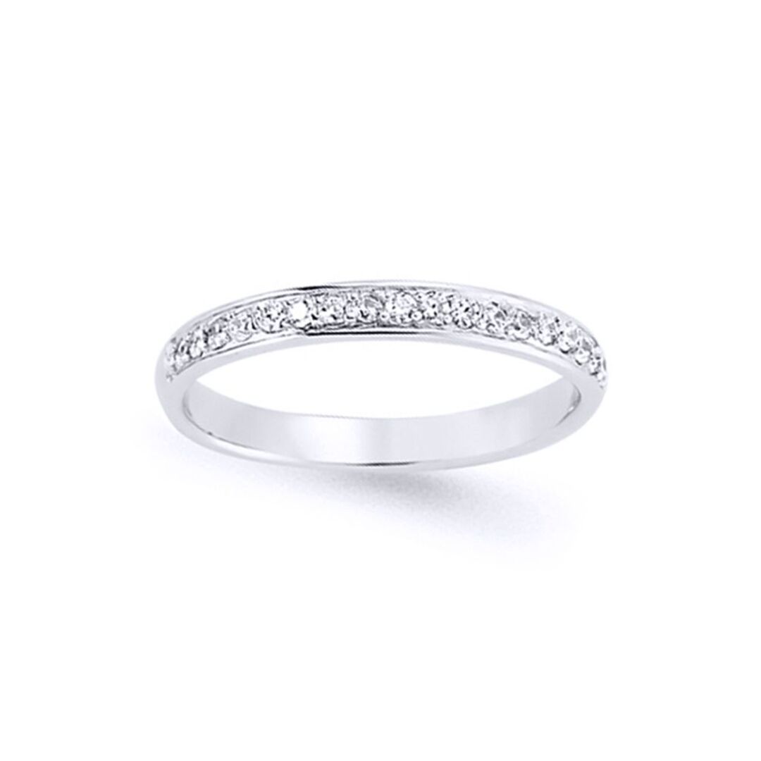 Silver  CZ Pave Channel Style Eternity Ring - GVR618